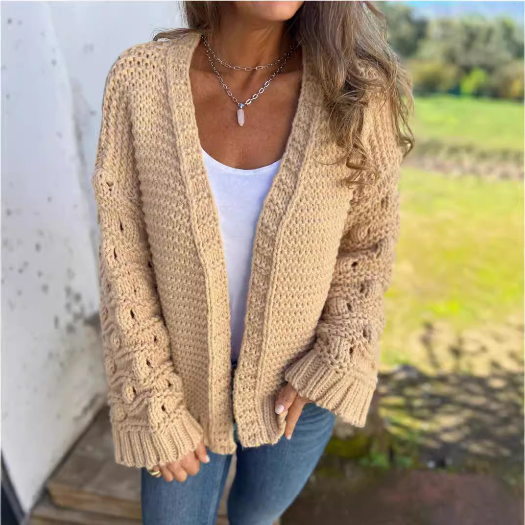 Winter Fashion Solid Color Cardigan Women