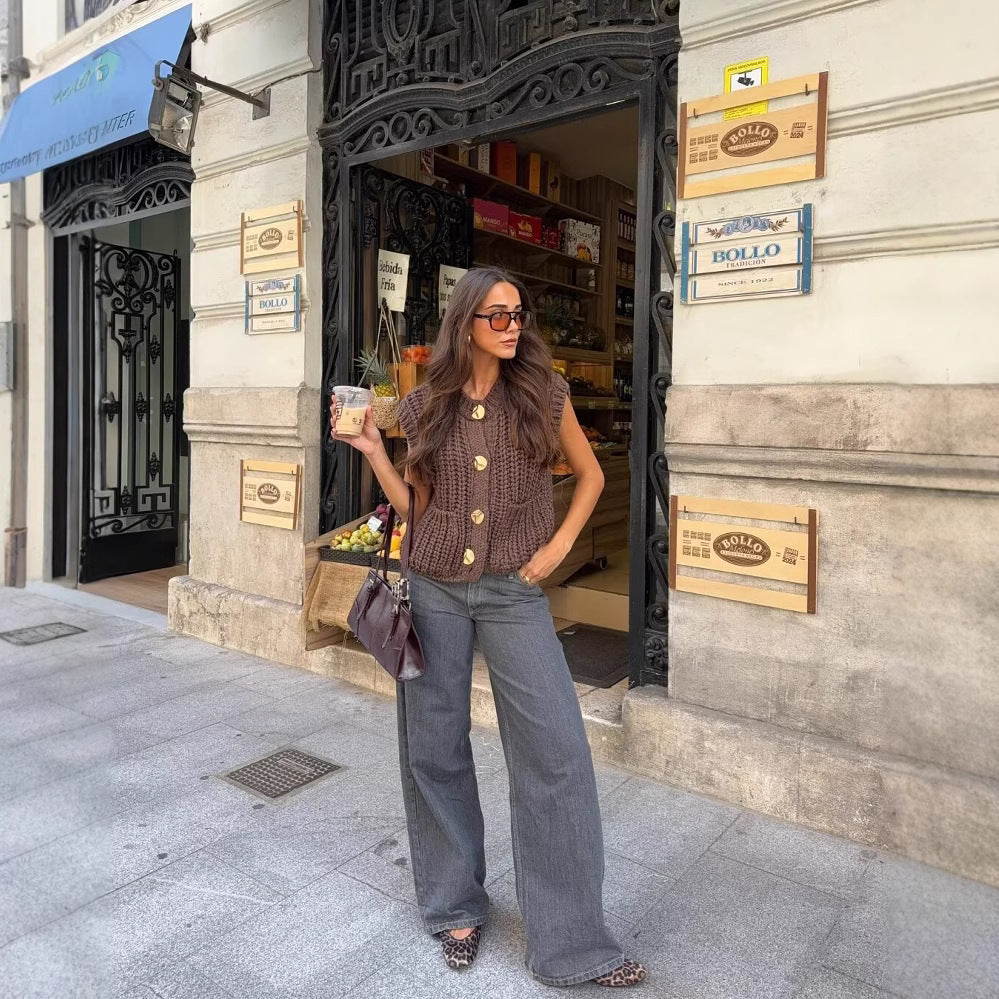 Women's Thick Needle Sleeveless Knit Vest