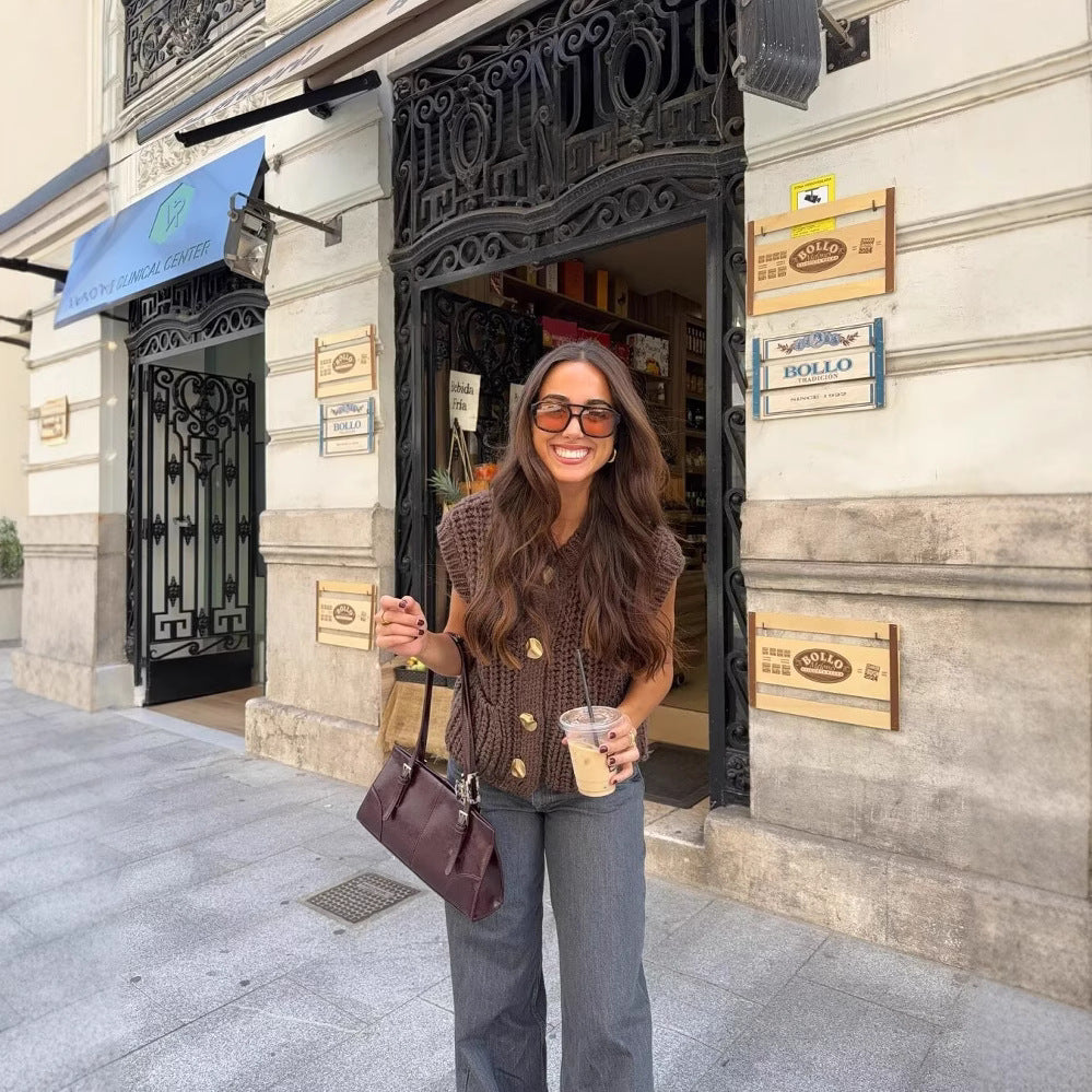 Women's Thick Needle Sleeveless Knit Vest